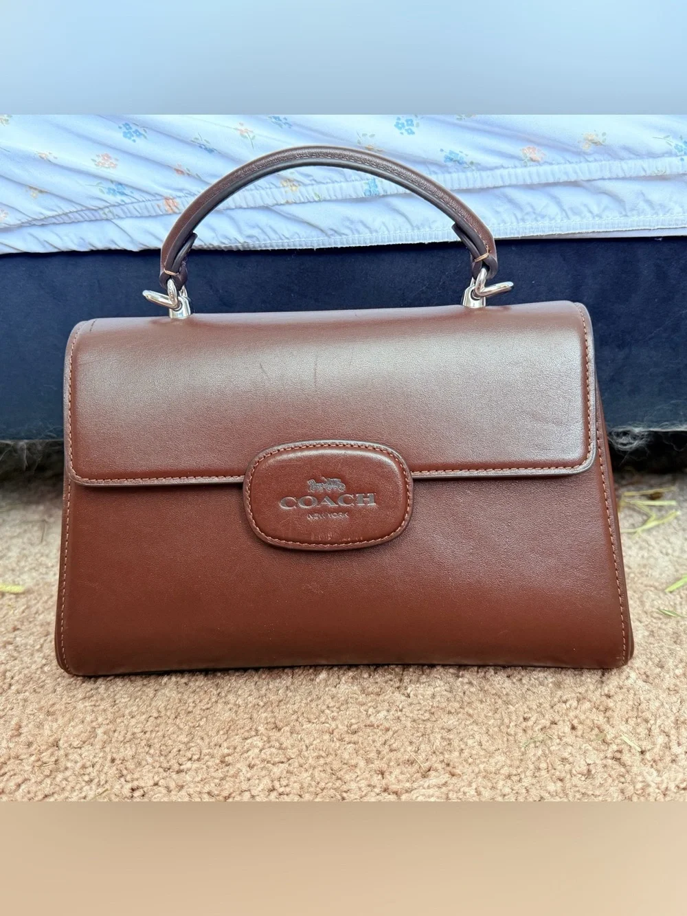 Discontinued Coach Brown Leather Eliza Top-Handle Purse - Picture 1 of 1